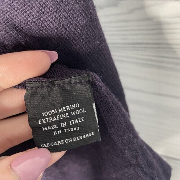 Marco Fiori 100% Merino Wool Dark Purple Pullover Quarter Zip Sweater Men Medium - Picture 4 of 7